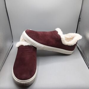 Timberland Skyla Bay Slip-on Women's 10M Red Burgundy Suede Faux Fur